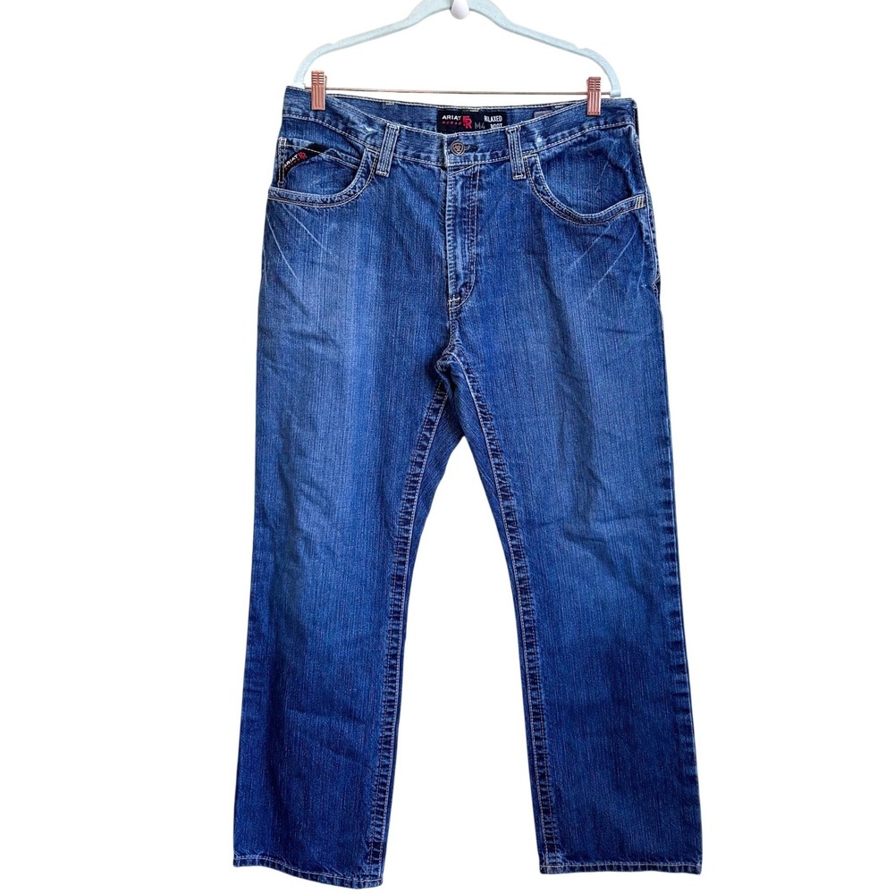 Ariat Mens M4 Relaxed Boot FR Work Pant Jeans 36x32 (36X31) Blue Flame Resistant